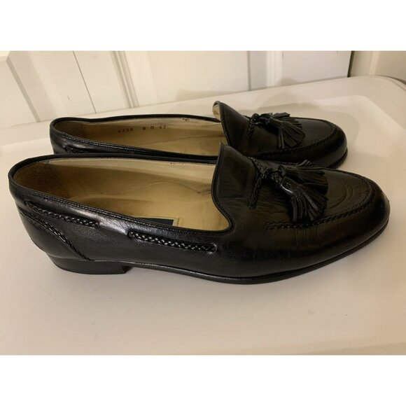 Cole‎ Haan Bragano Mens Sz 8M Black Leather Slip On Tasseled Kiltie Made Italy - Picture 4 of 9